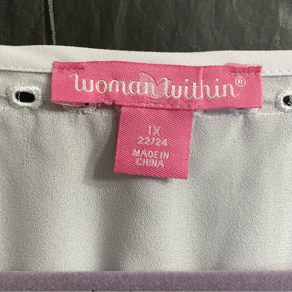 Woman Within 1X White Long Sleeve Boxy Blouse Sheer Summer Lightweight - Picture 2 of 3
